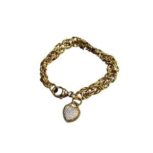 Judith Ripka Sterling 925 Silver Gold Overlay CZ Heart Byzantine
Bracelet